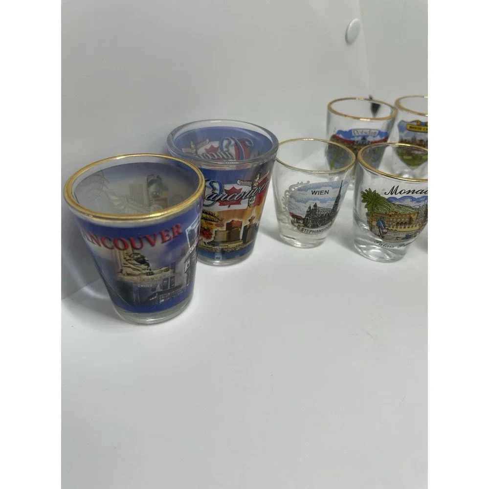 Lot of 11 VTG Gold Rim Shot Glasses/and‎ Others Europe Germany Landmark school